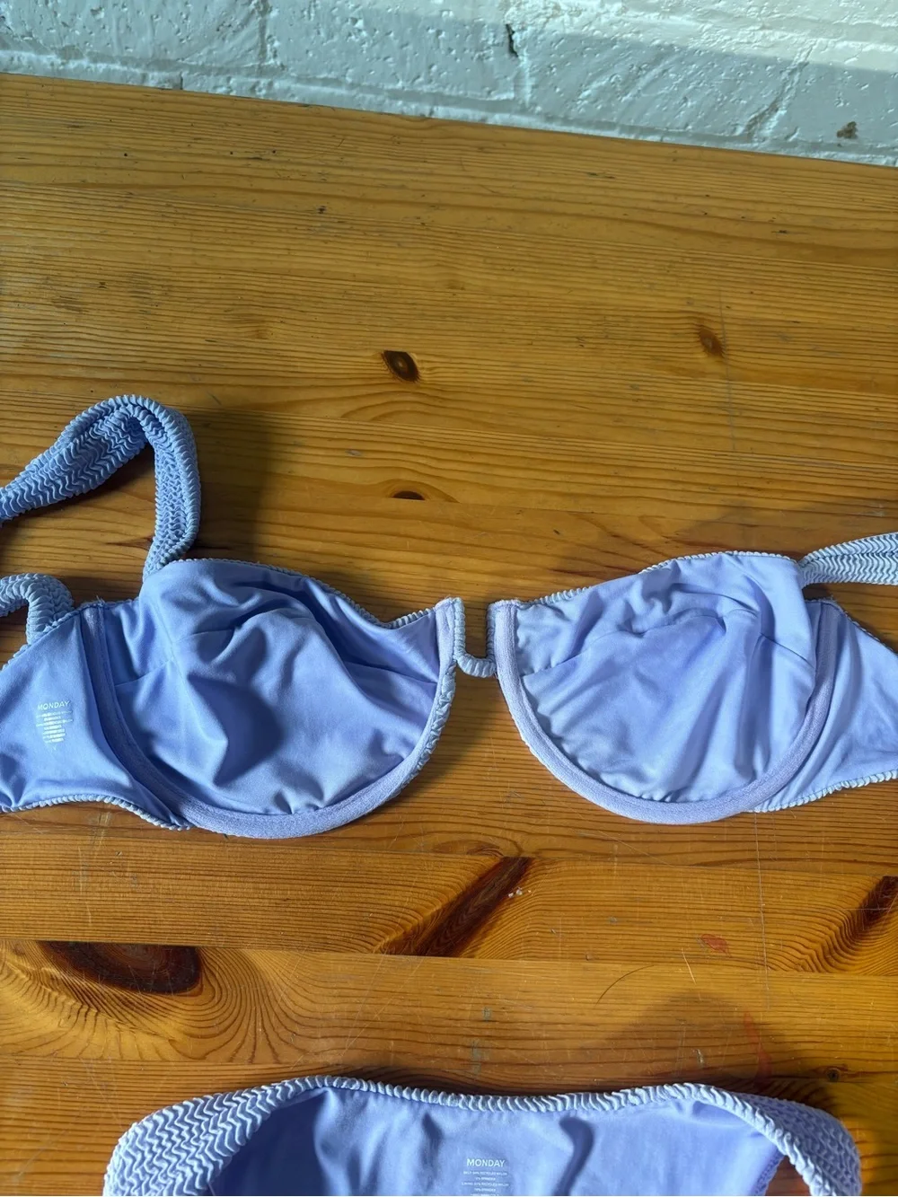 Monday Swimwear Cala Roja top and Tamararma bottom in Wisteria Crinkle size V